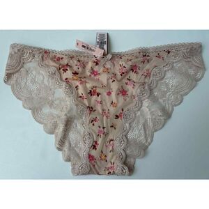 Victoria's Secret Dream Angels Cheekini Floral Satin Lace Panty Size Medium